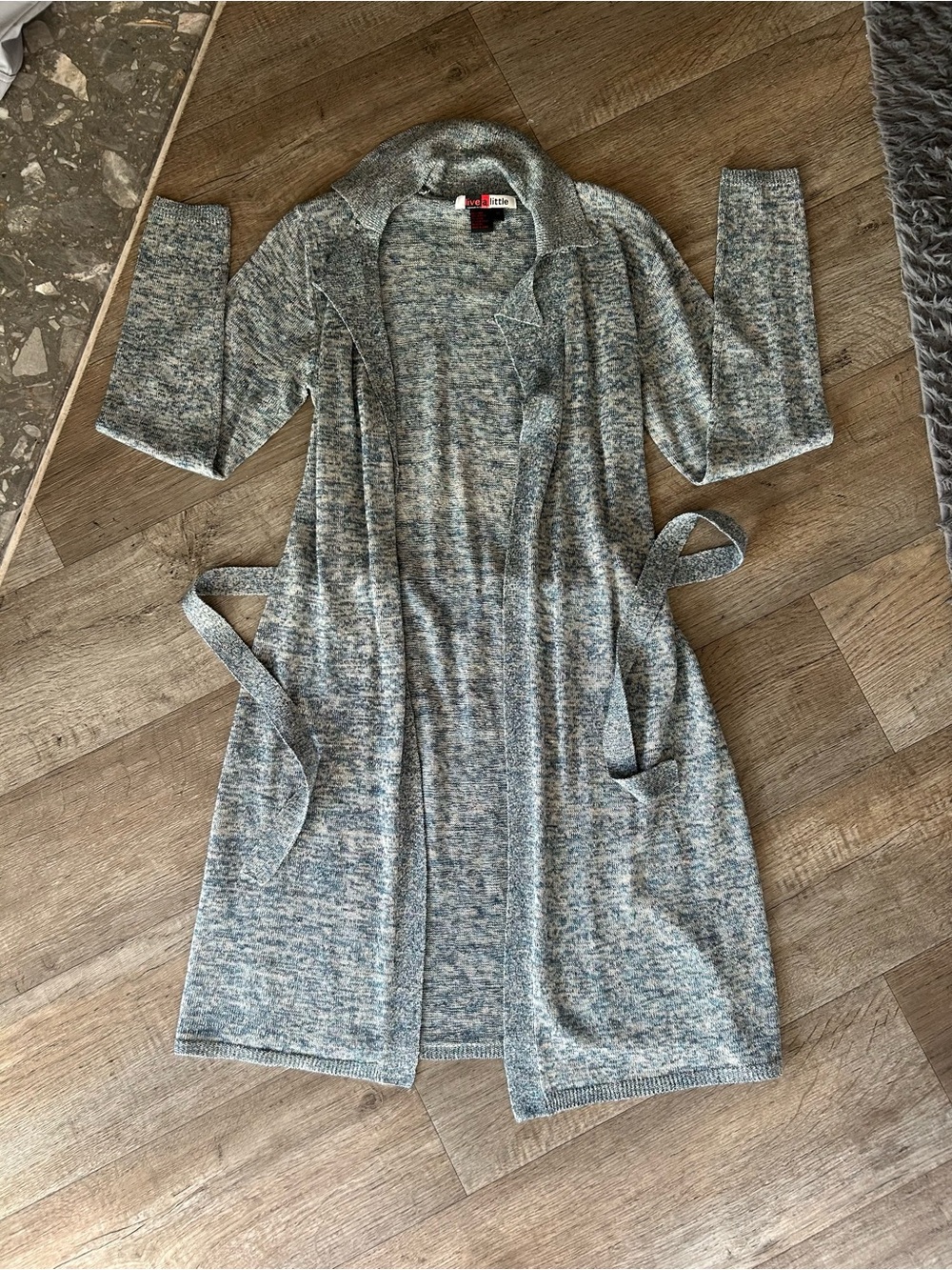 Live a Little Blue Open-Front Belted Cardigan
